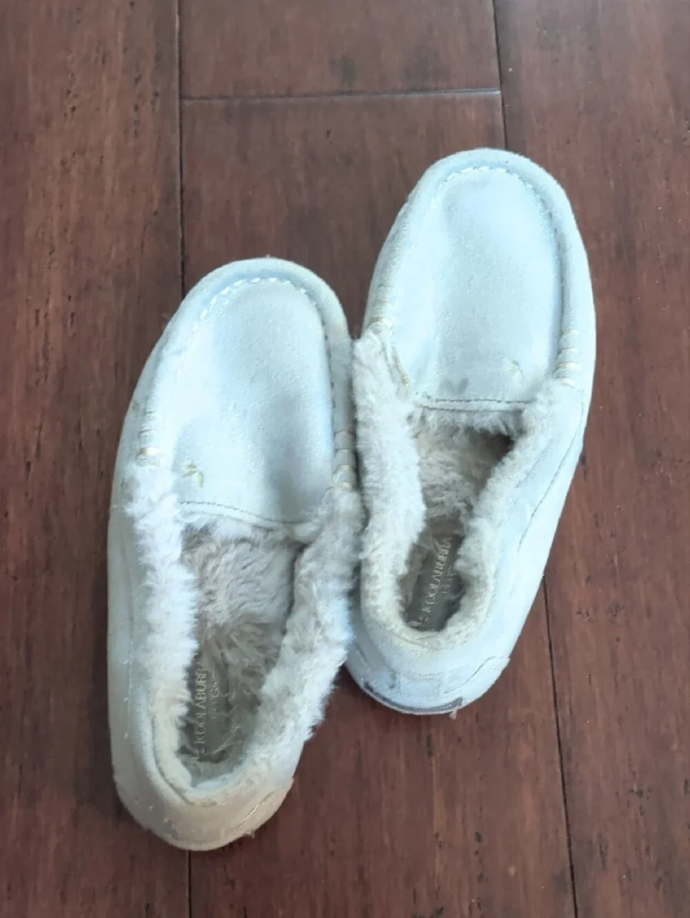 Koolaburra Plush Lined Moccasins — Light Blue, No Tag For Size-meauring Youth13